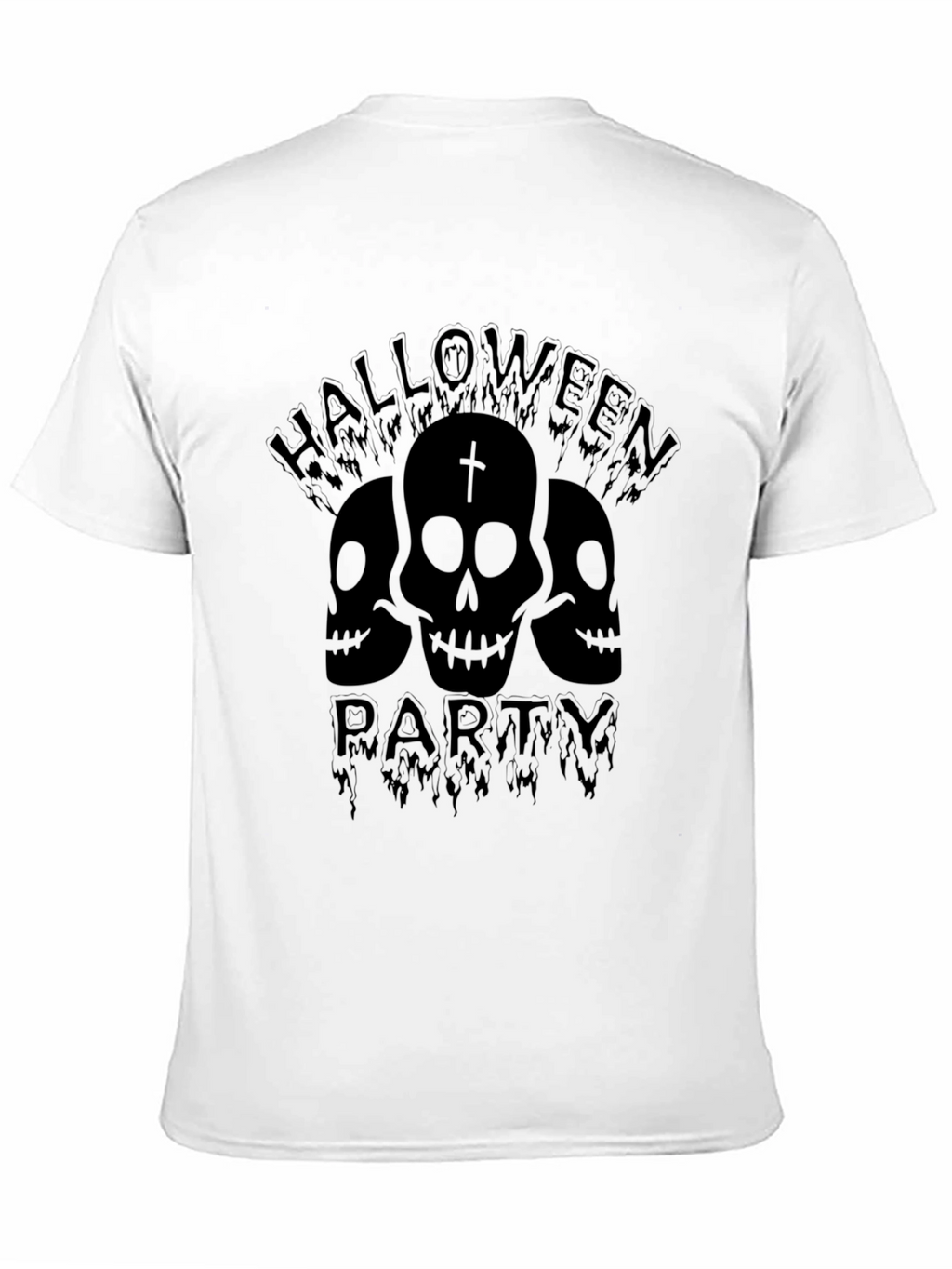 Halloween Party Skull Graphic Tee - Black