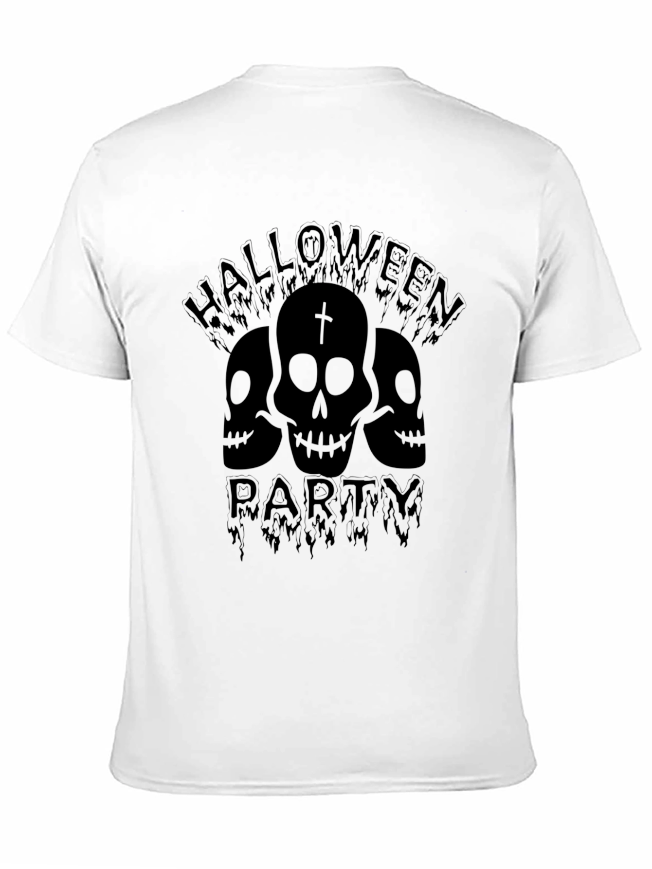Halloween Party Skull Graphic Tee - Black