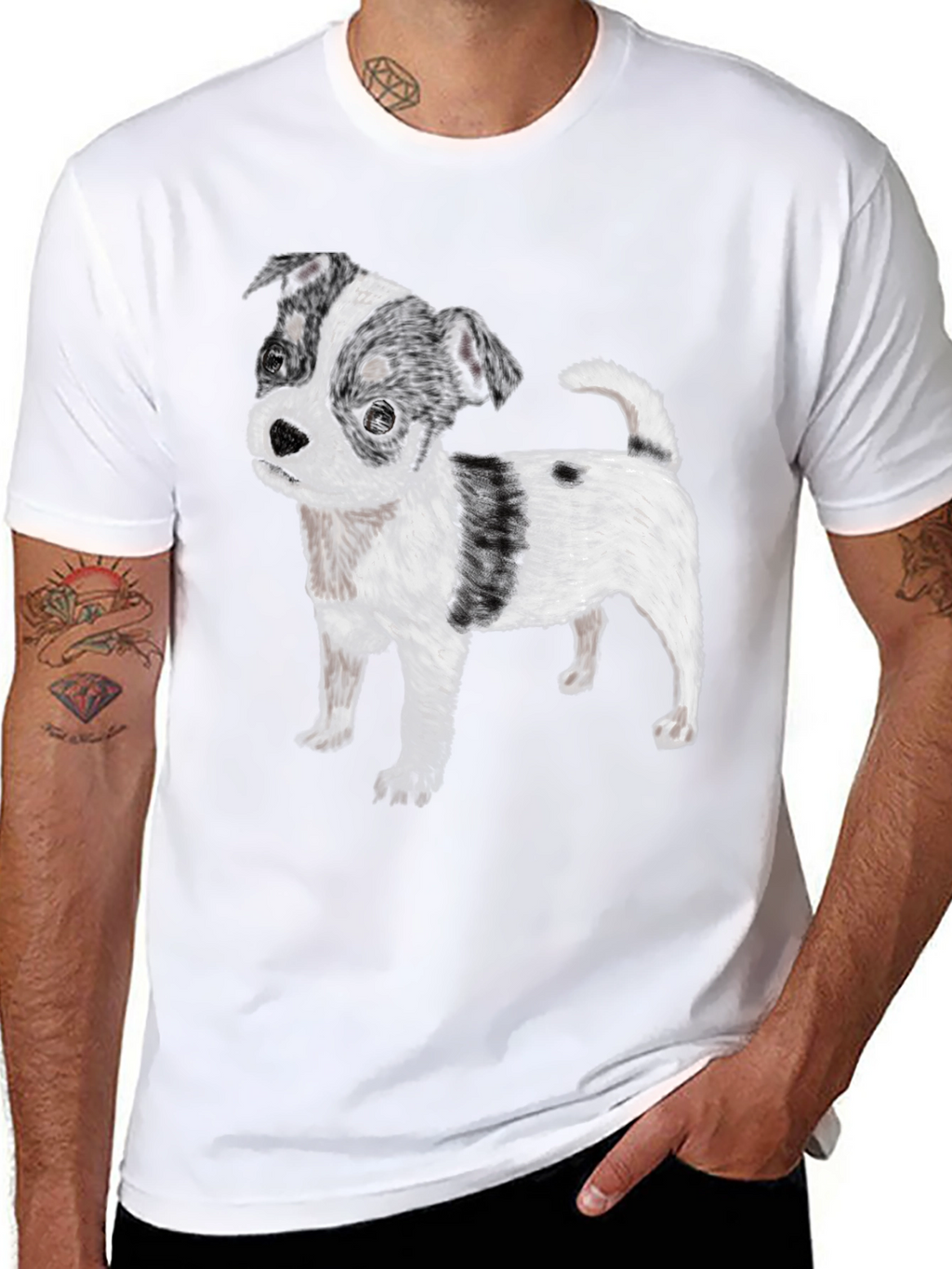 Black T-Shirt with Cute Dog Print