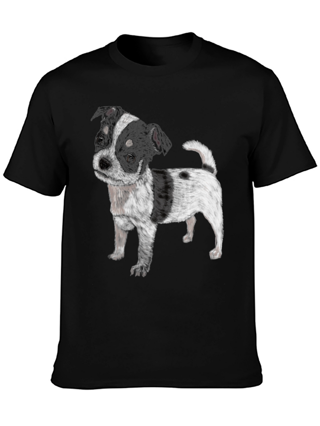 Black T-Shirt with Cute Dog Print