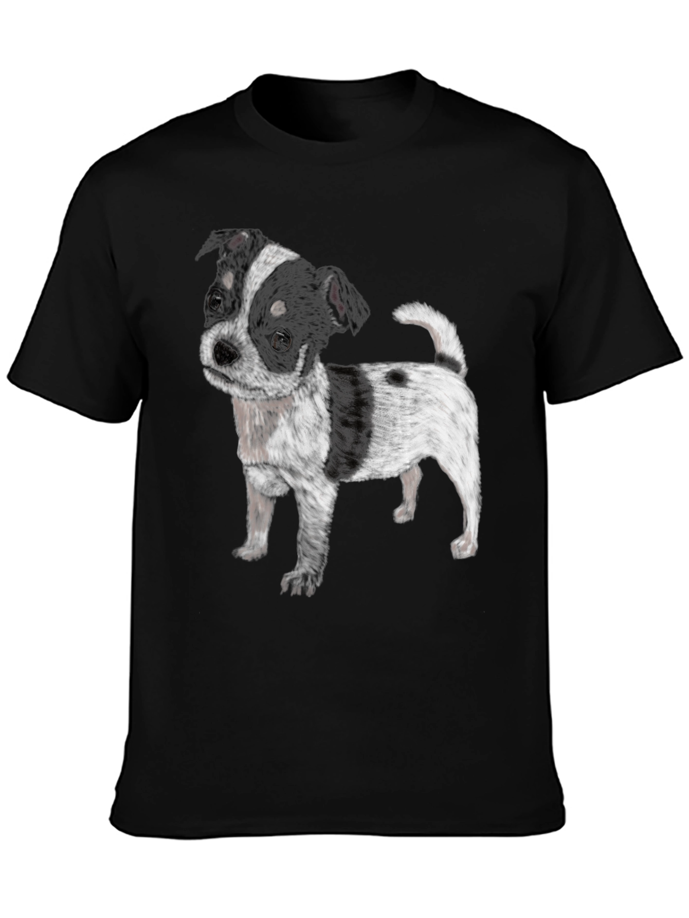 Black T-Shirt with Cute Dog Print