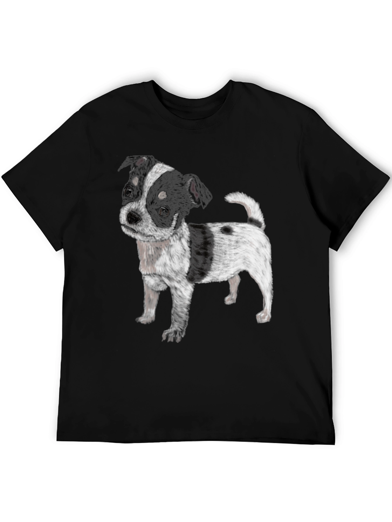 Black T-Shirt with Cute Dog Print