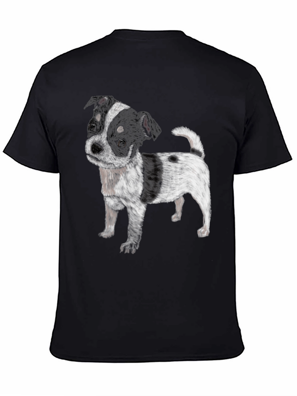 Black T-Shirt with Cute Dog Print