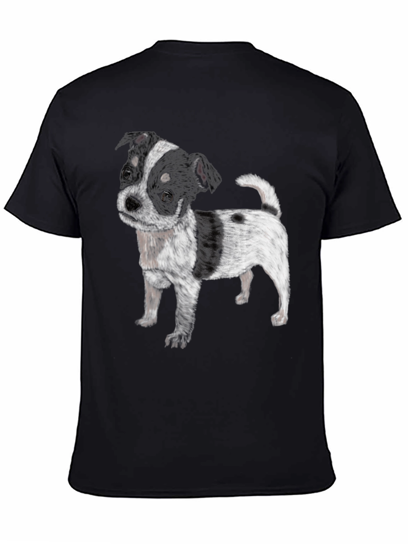 Black T-Shirt with Cute Dog Print