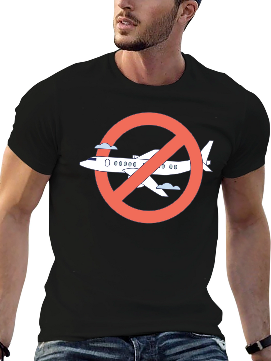 No Fly Zone Graphic Tee - Black Cotton T-Shirt