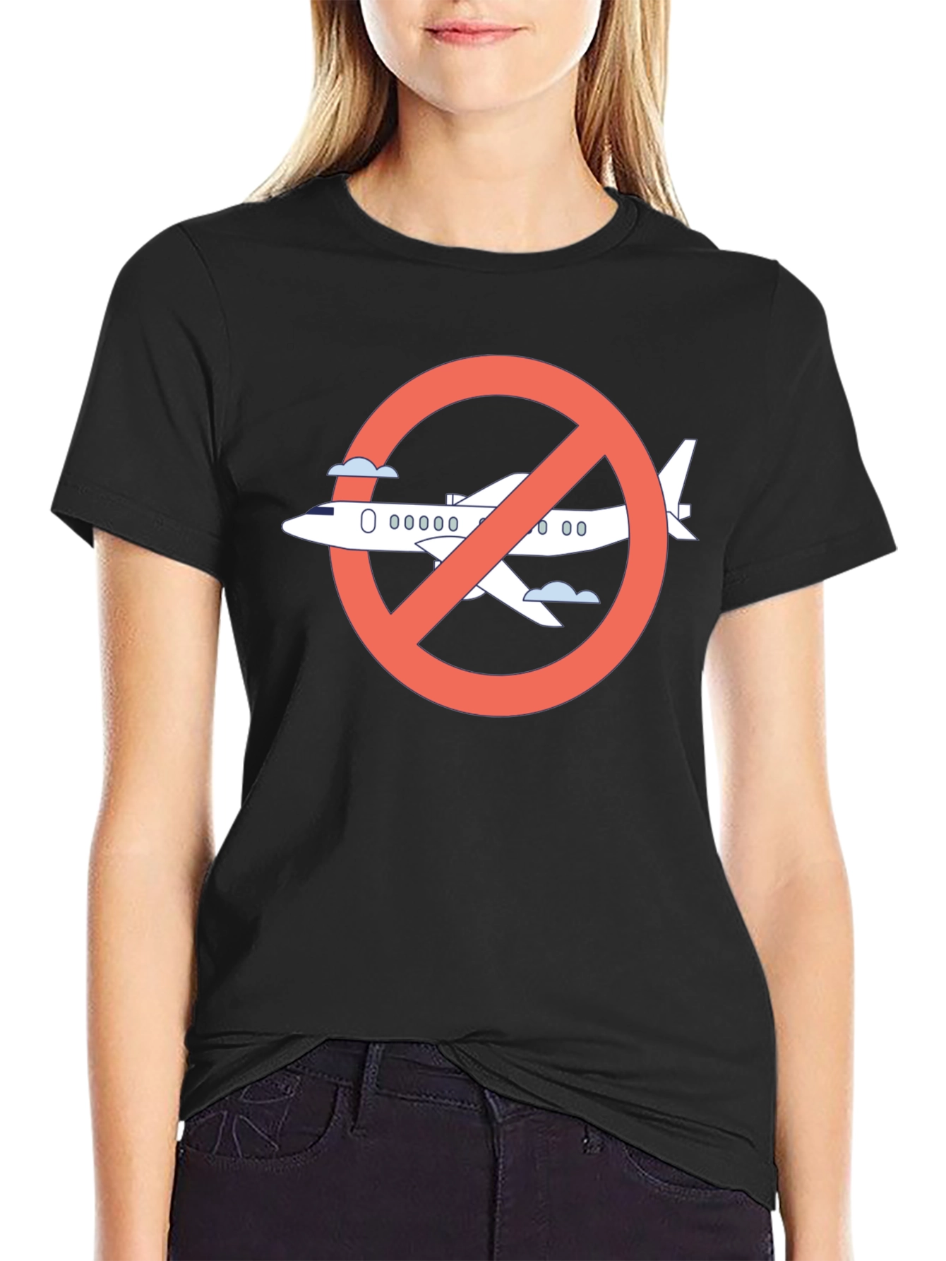 No Fly Zone Graphic Tee - Black Cotton T-Shirt
