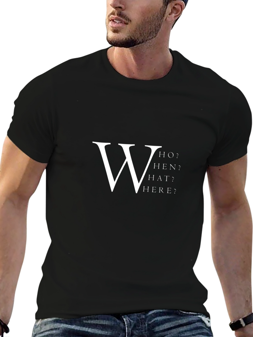 Who What When Where Black T-Shirt