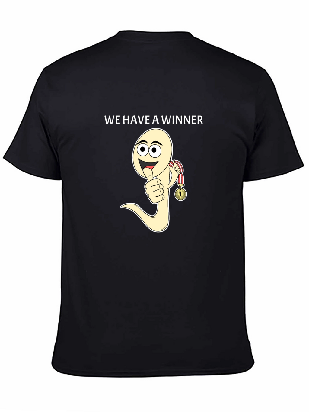 Winner Sperm Cartoon Black T-Shirt Funny Tee