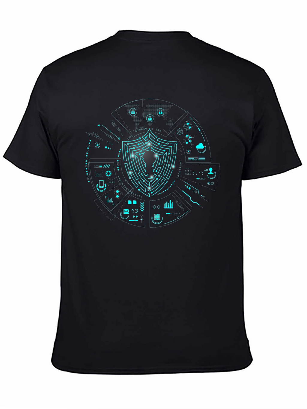 Cyber Security Shield T-Shirt - Hacker Style