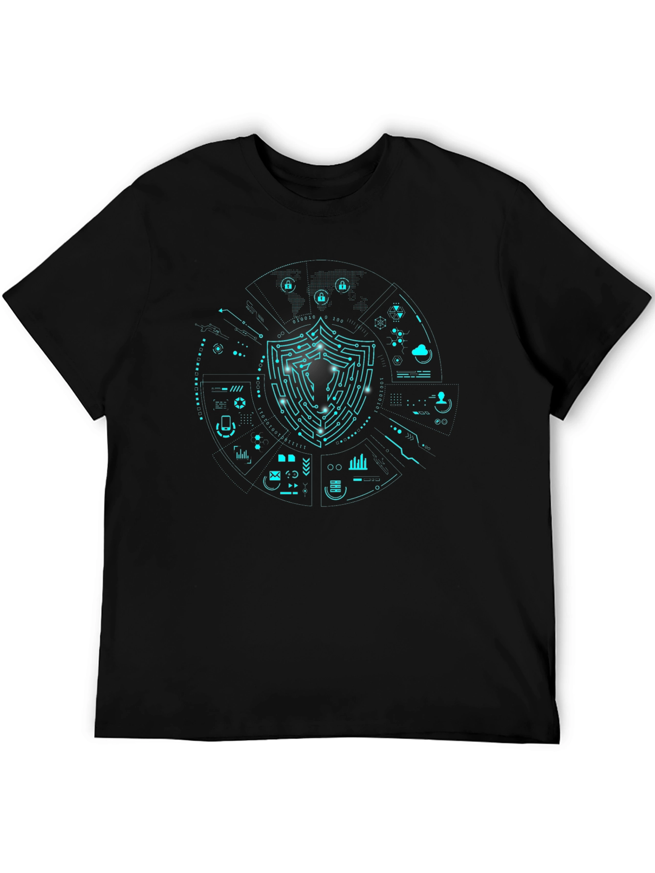 Cyber Security Shield T-Shirt - Hacker Style