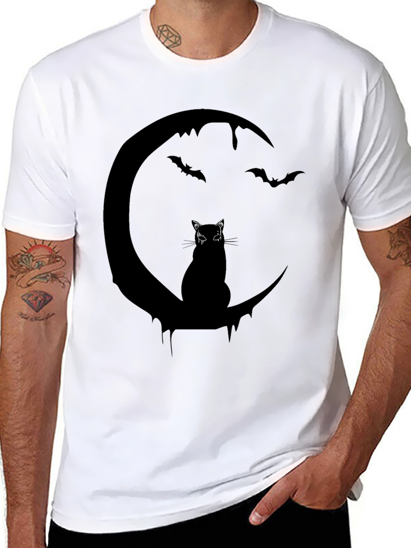 Halloween Cat & Moon Graphic Tee