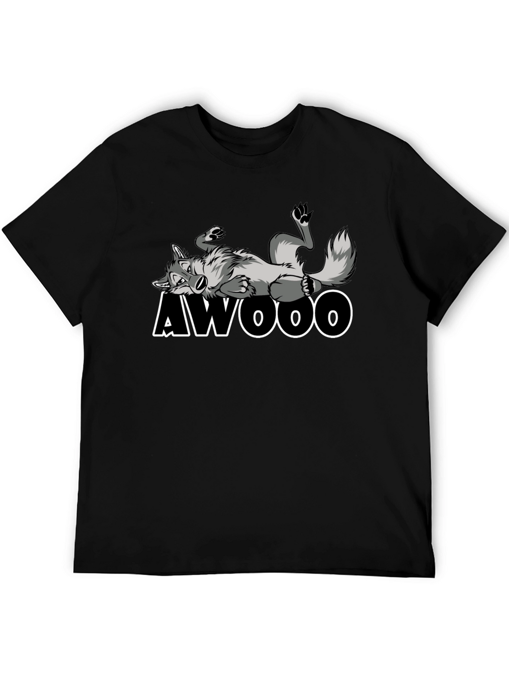 Awooo Wolf Graphic T-Shirt - Black Cotton Tee