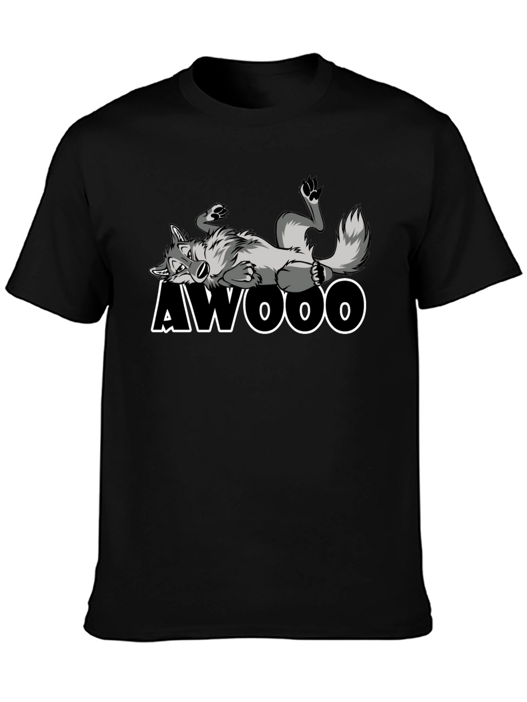 Awooo Wolf Graphic T-Shirt - Black Cotton Tee