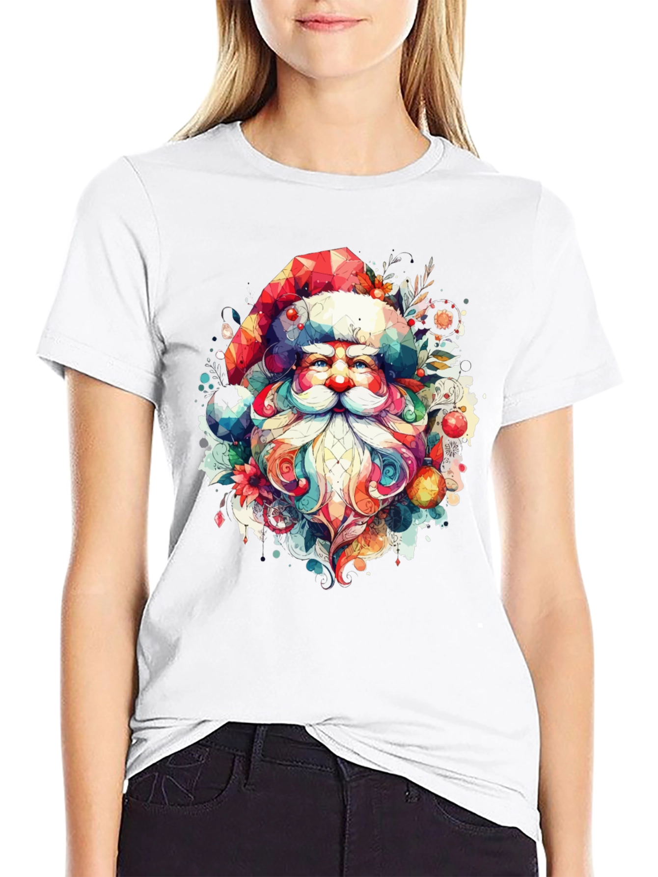Festive Santa Graphic Tee - Holiday Cheer