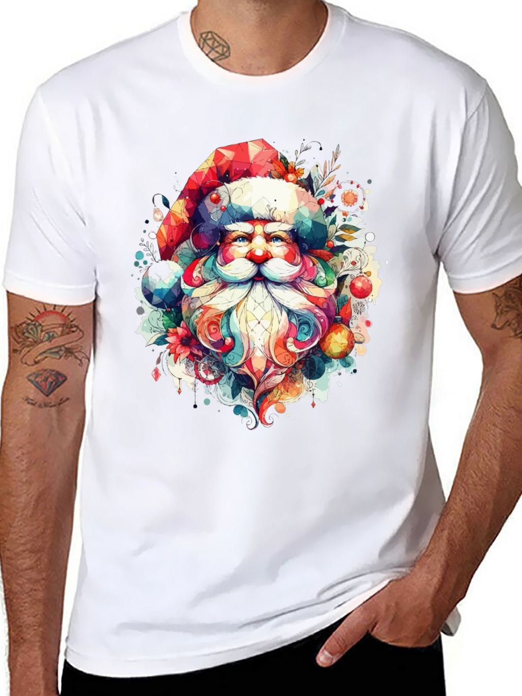 Festive Santa Graphic Tee - Holiday Cheer