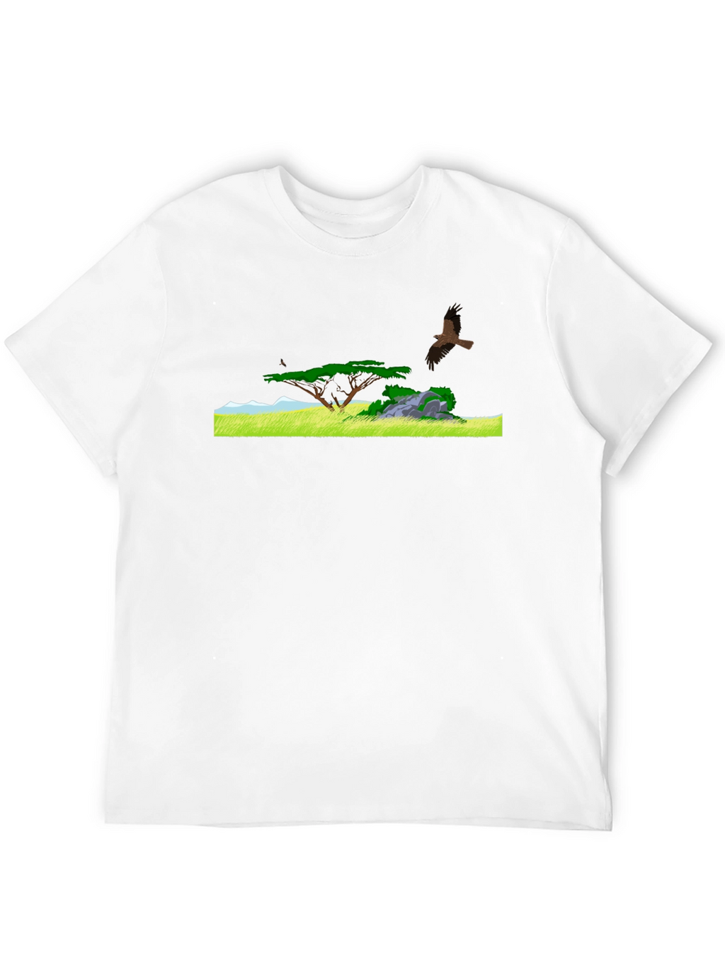 Black Tee with African Landscape Design