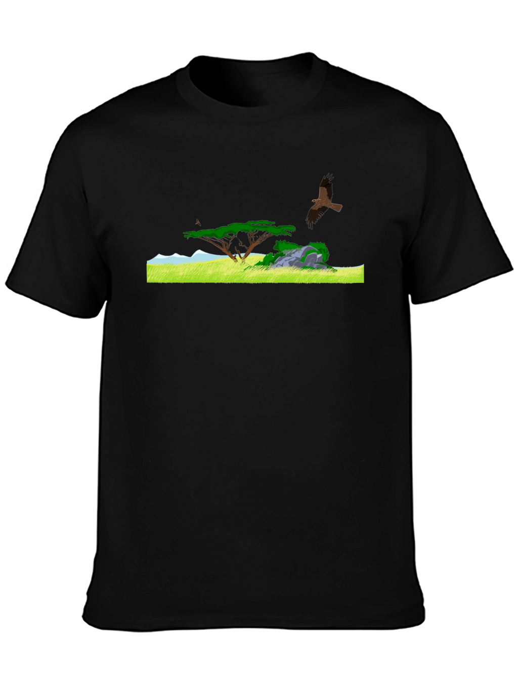 Black Tee with African Landscape Design