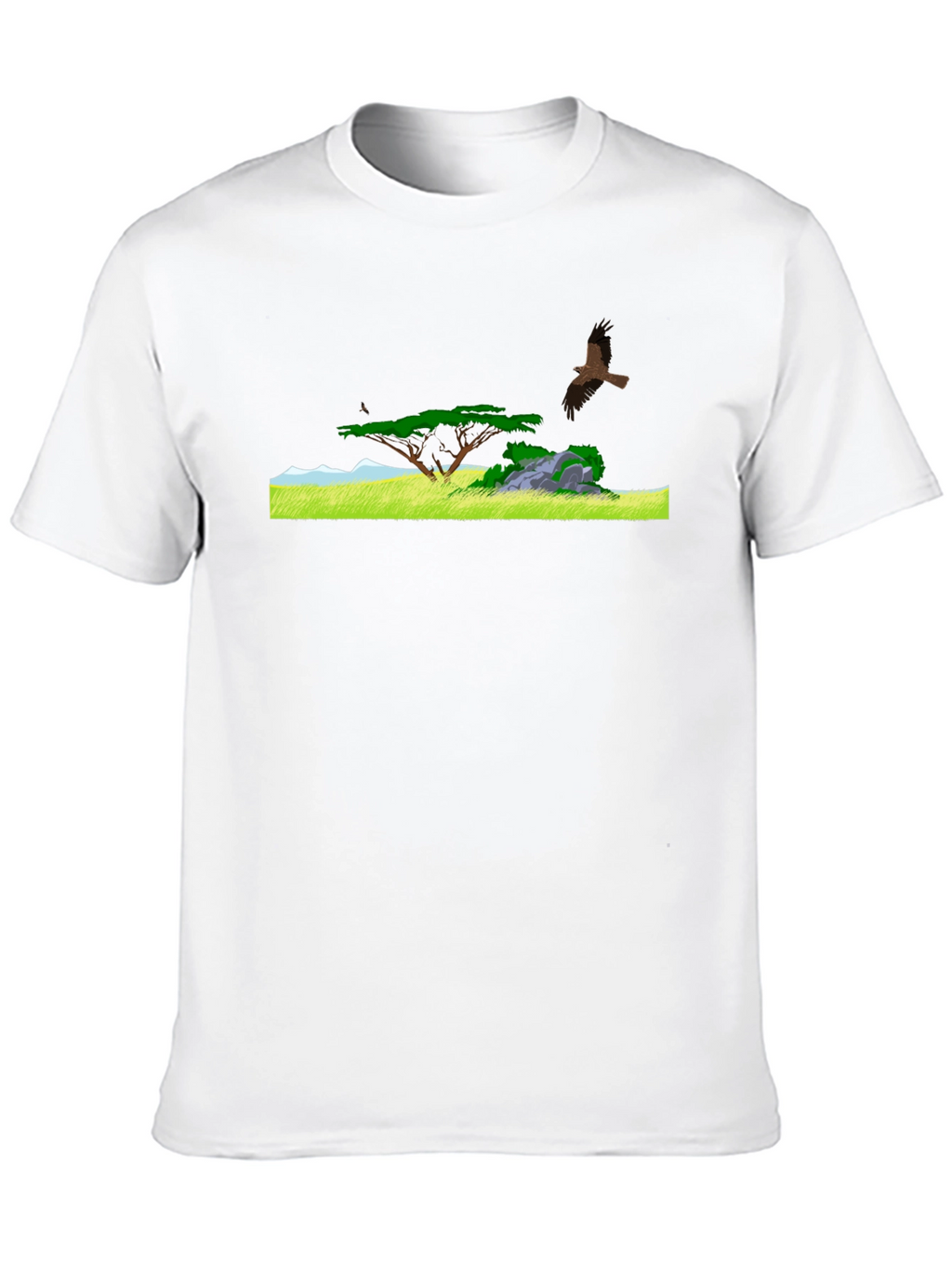 Black Tee with African Landscape Design