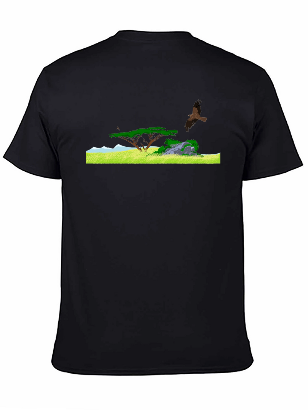Black Tee with African Landscape Design