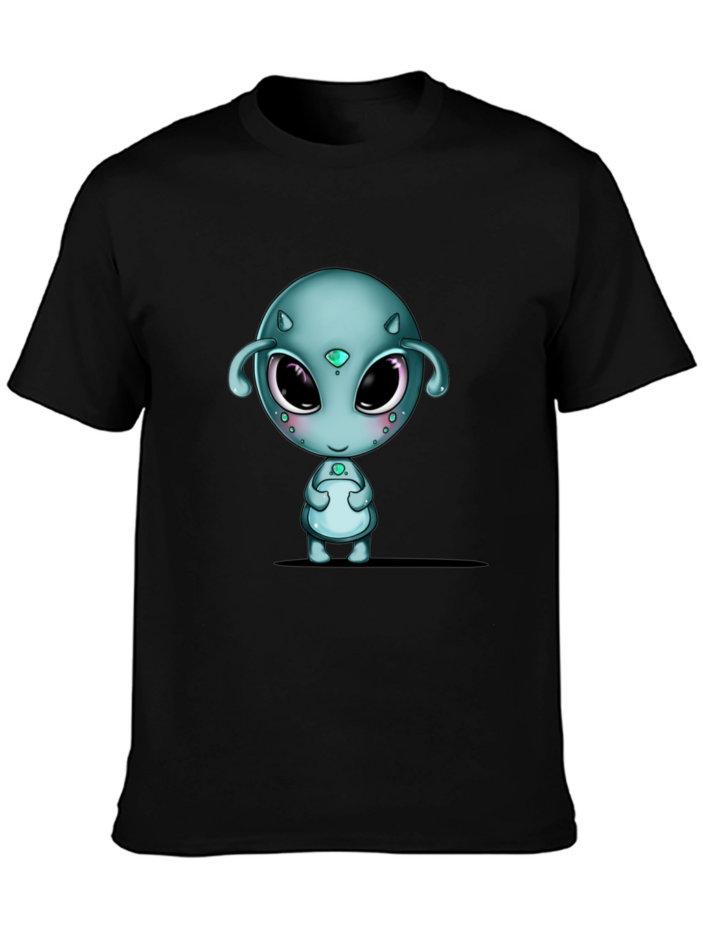 Cute Alien Graphic Black T-Shirt
