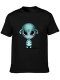 Cute Alien Graphic Black T-Shirt