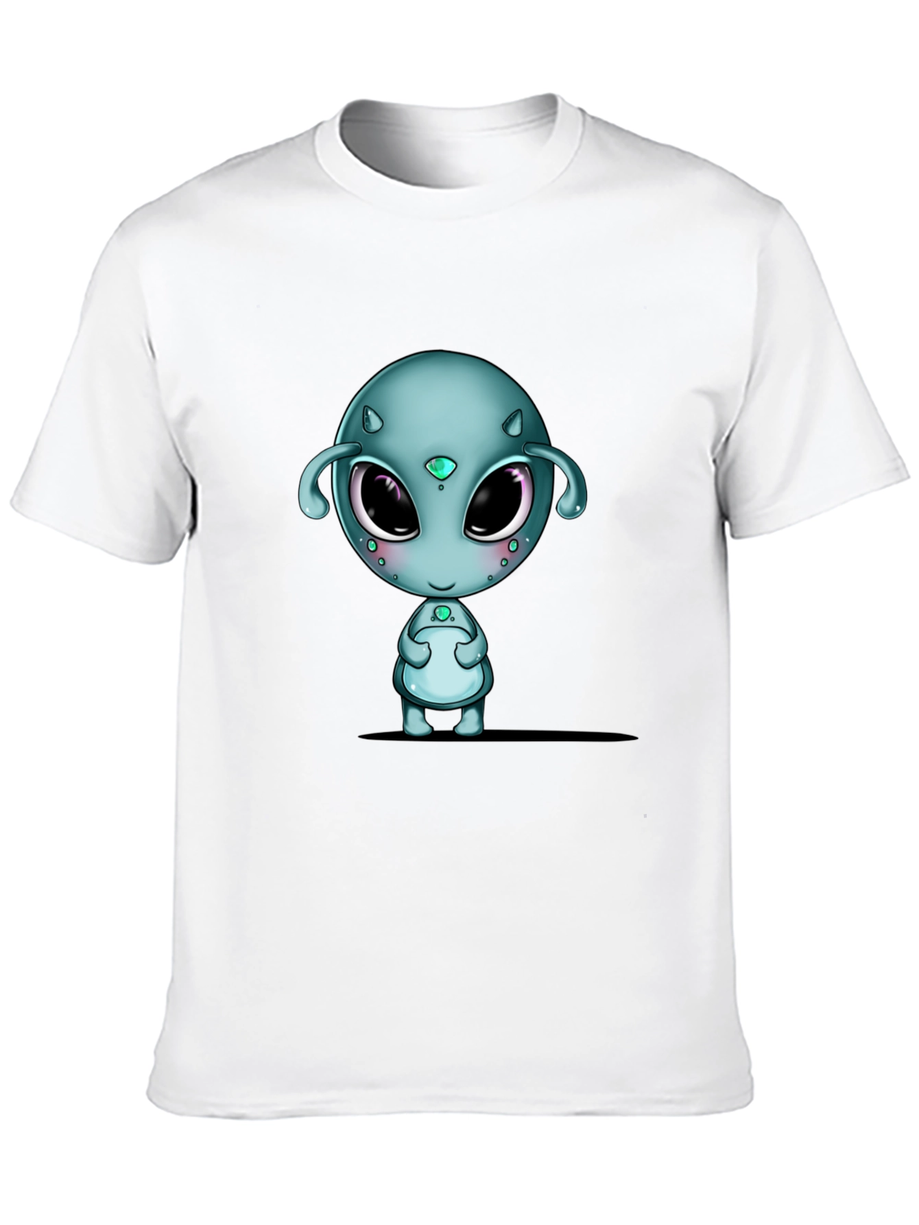 Cute Alien Graphic Black T-Shirt