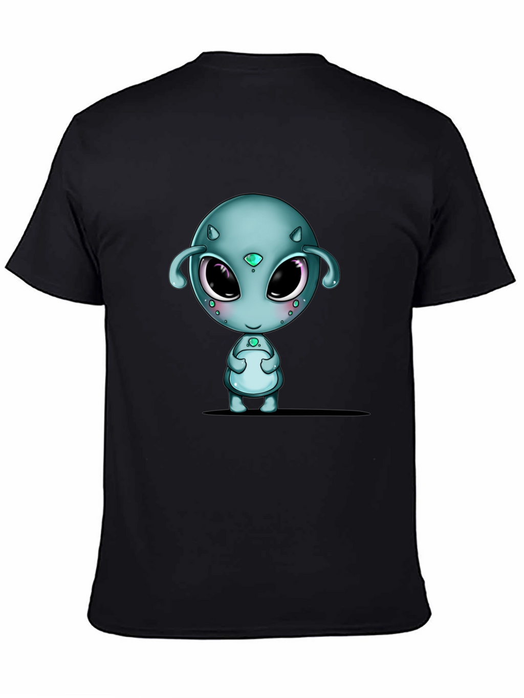 Cute Alien Graphic Black T-Shirt