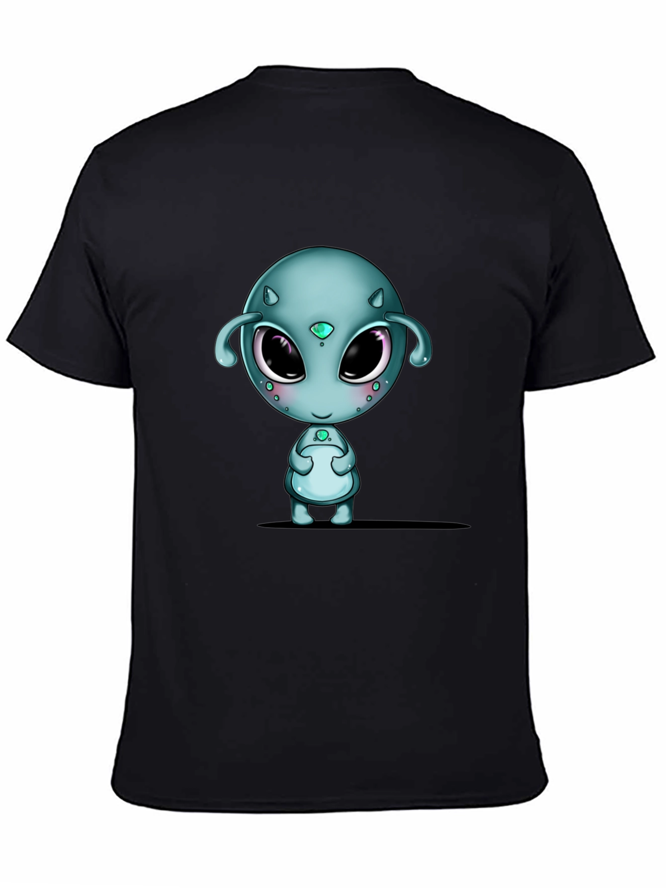 Cute Alien Graphic Black T-Shirt