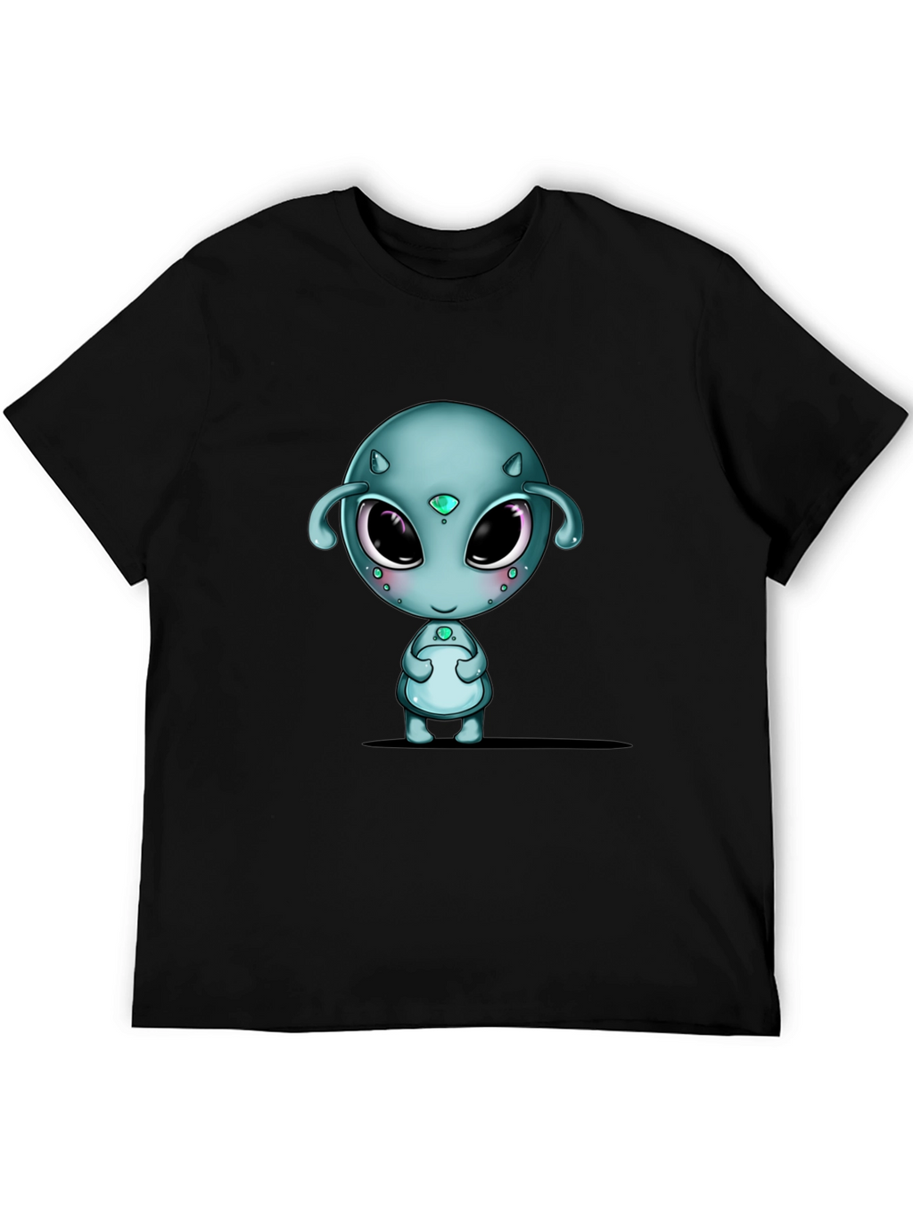 Cute Alien Graphic Black T-Shirt