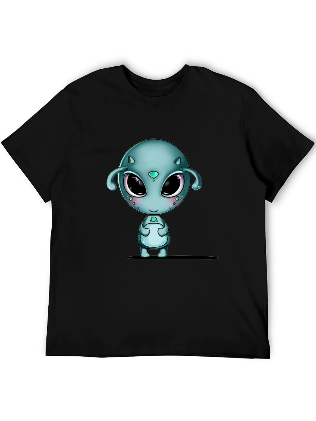Cute Alien Graphic Black T-Shirt