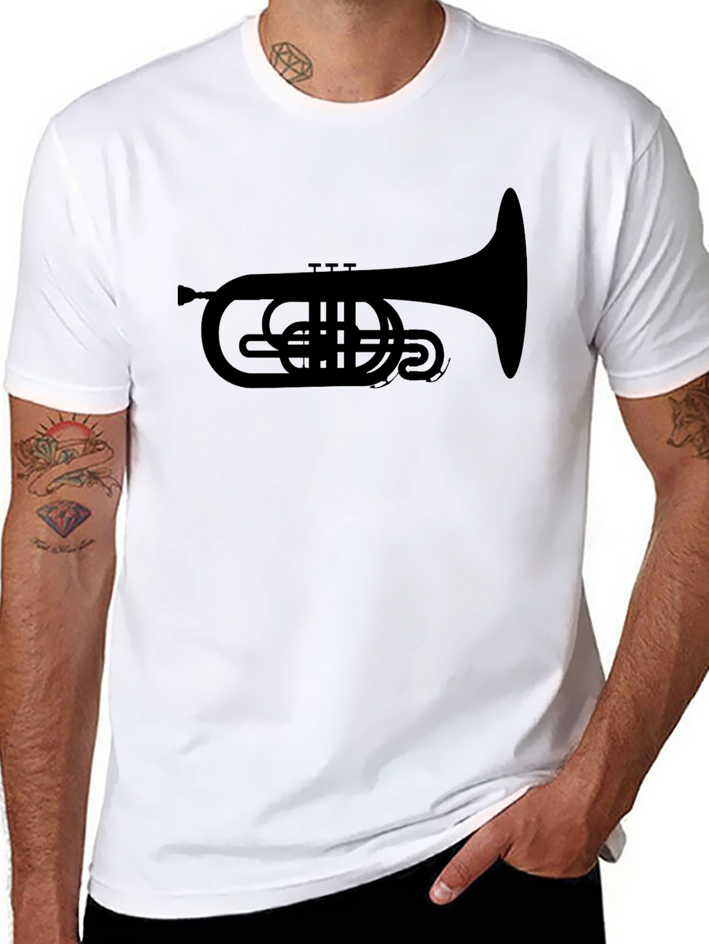 Black Trumpet Graphic Tee - Musical Instrument T-Shirt