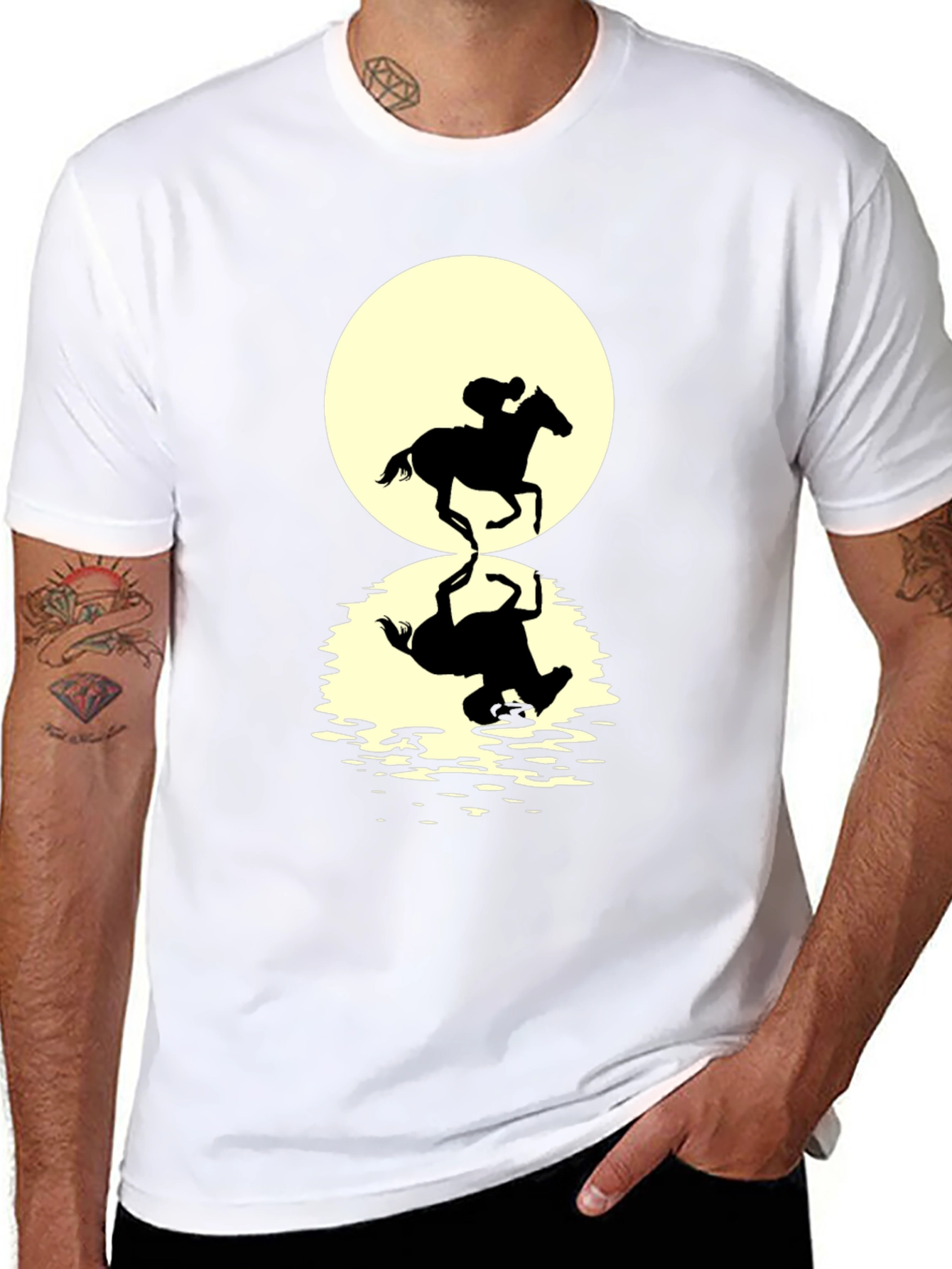 Horse Rider Reflection Graphic Tee - Black
