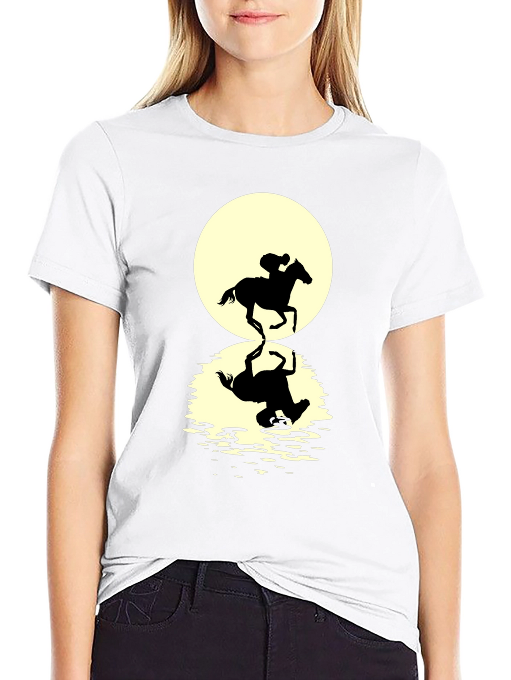 Horse Rider Reflection Graphic Tee - Black