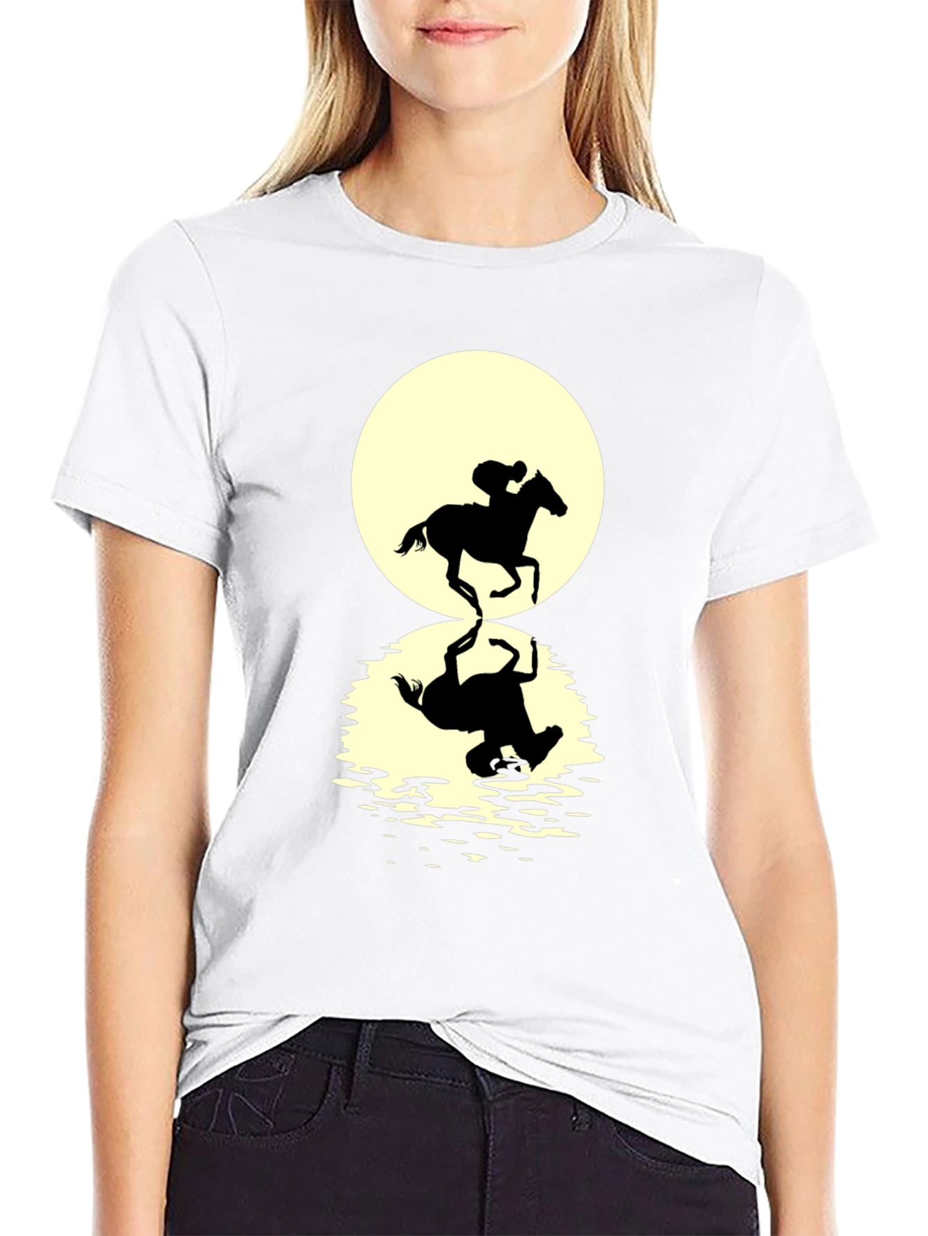 Horse Rider Reflection Graphic Tee - Black
