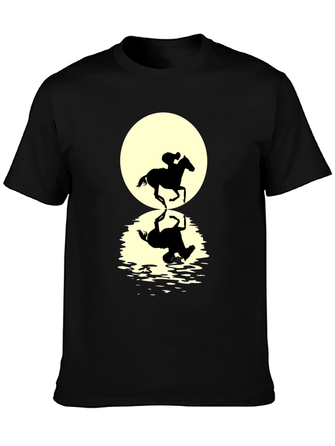 Horse Rider Reflection Graphic Tee - Black