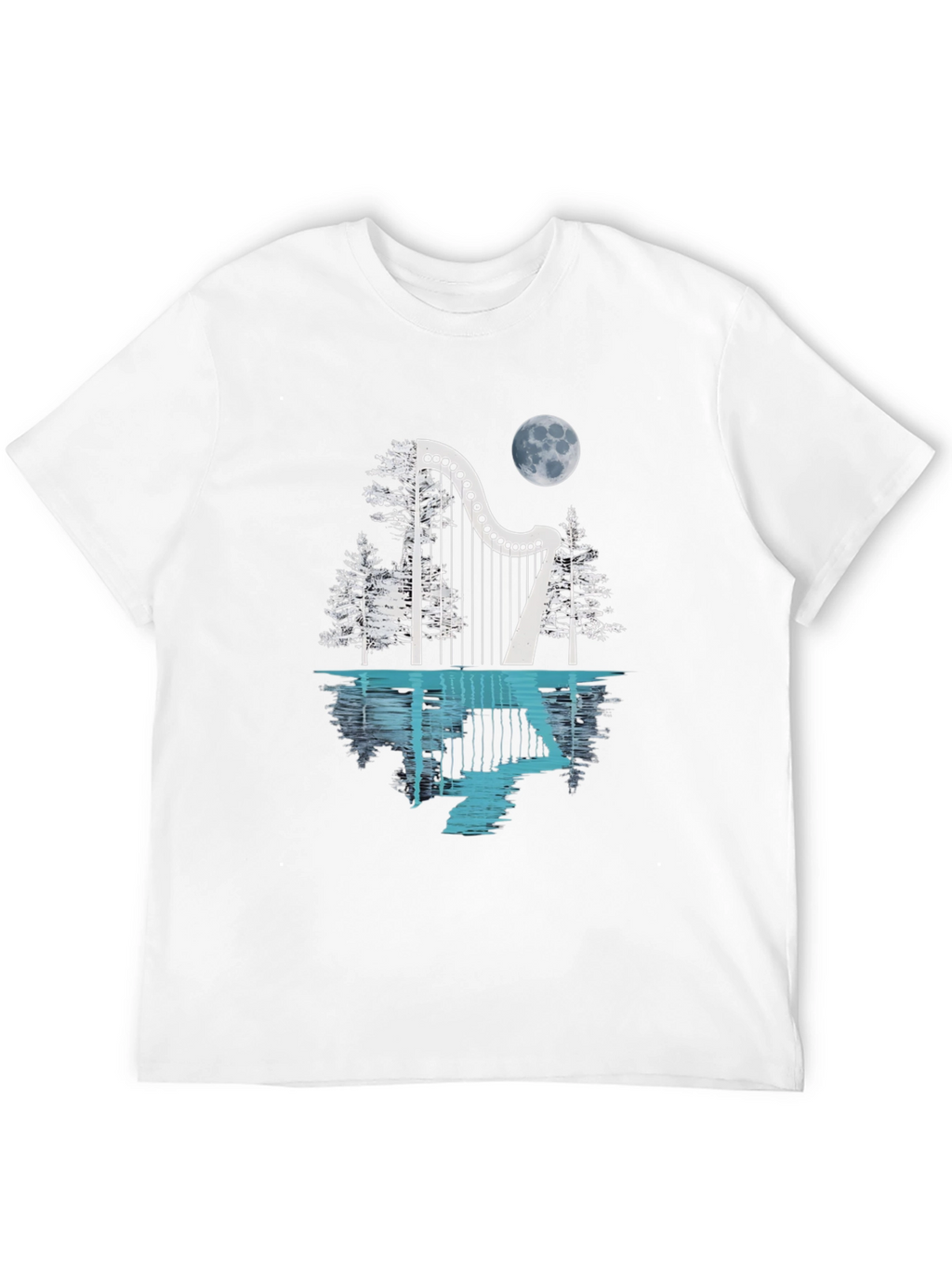 Harp & Moon T-Shirt - Reflective Design