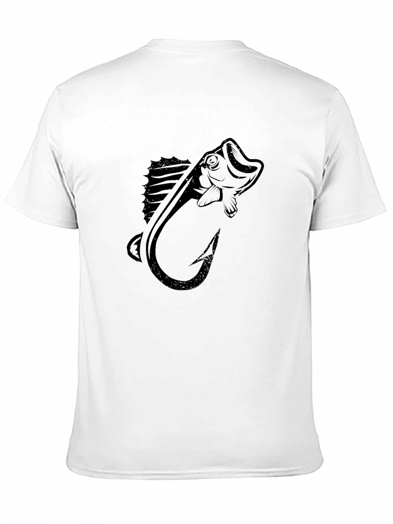 Bass Fishing Hook Graphic Tee - Mens Black T-Shirt