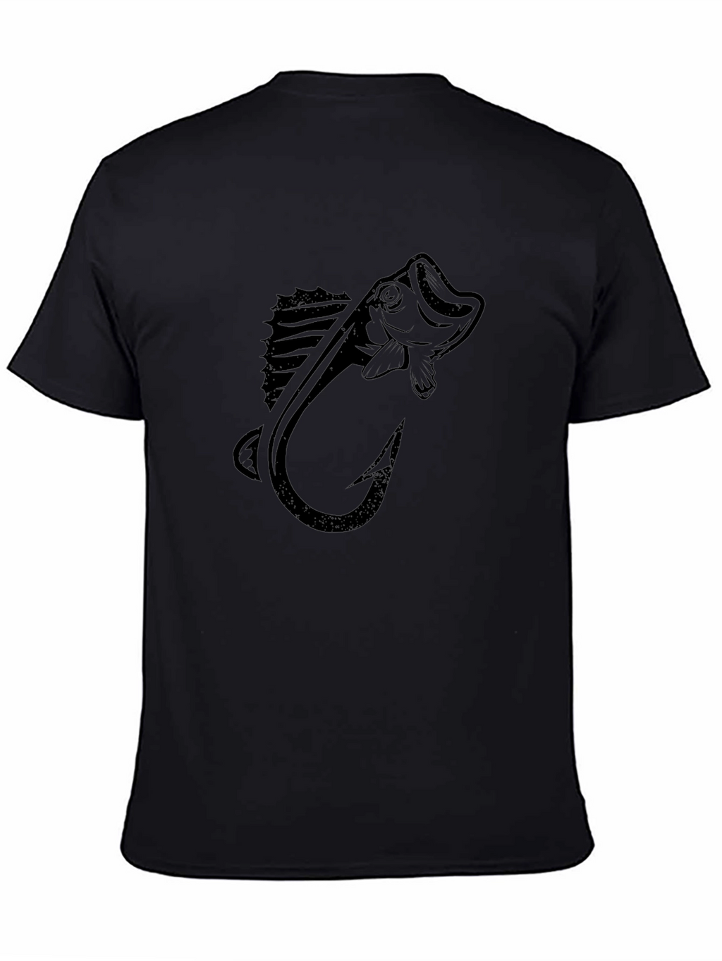 Bass Fishing Hook Graphic Tee - Mens Black T-Shirt