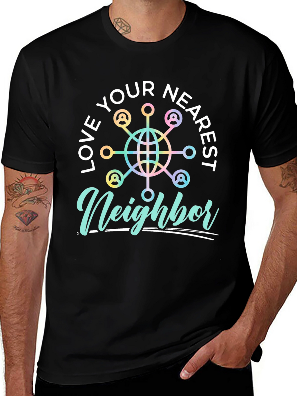 Love Your Nearest Neighbor Black Graphic Tee