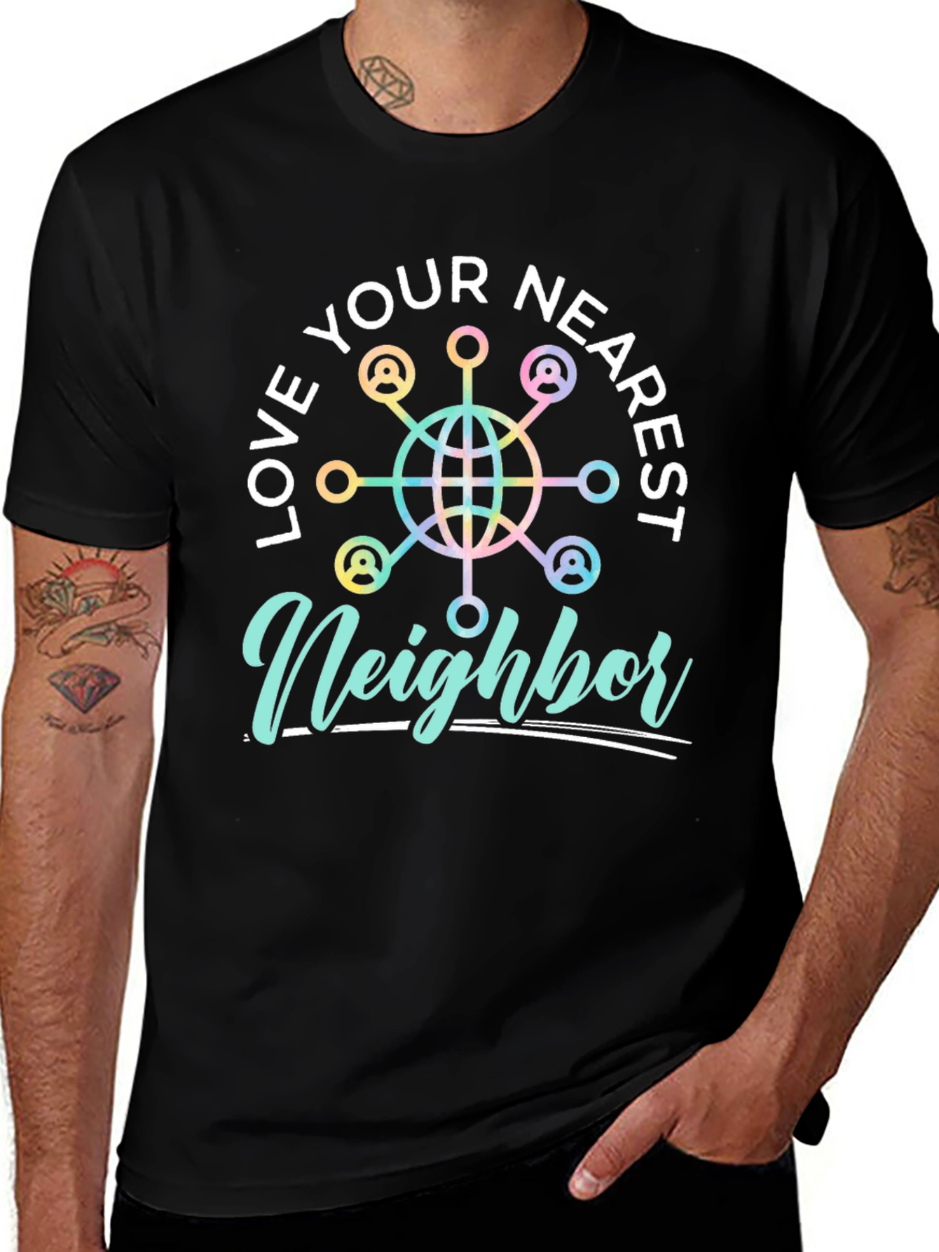 Love Your Nearest Neighbor Black Graphic Tee