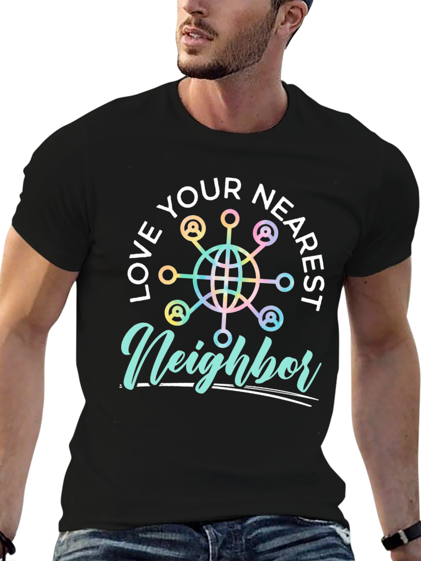Love Your Nearest Neighbor Black Graphic Tee
