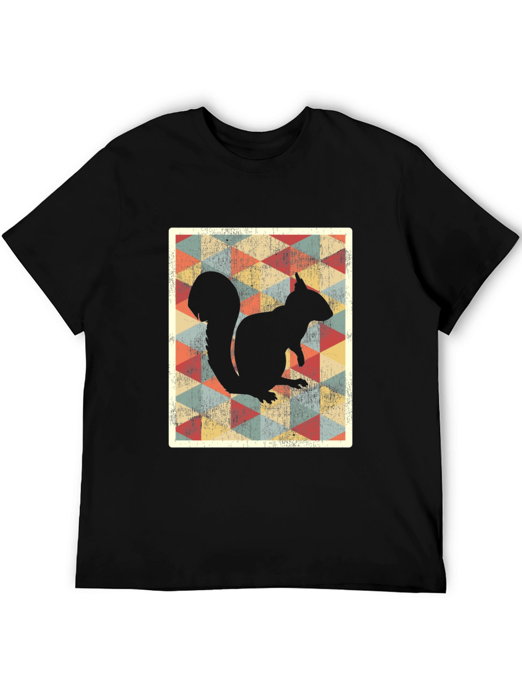 Retro Squirrel Graphic Tee - Black Cotton T-Shirt