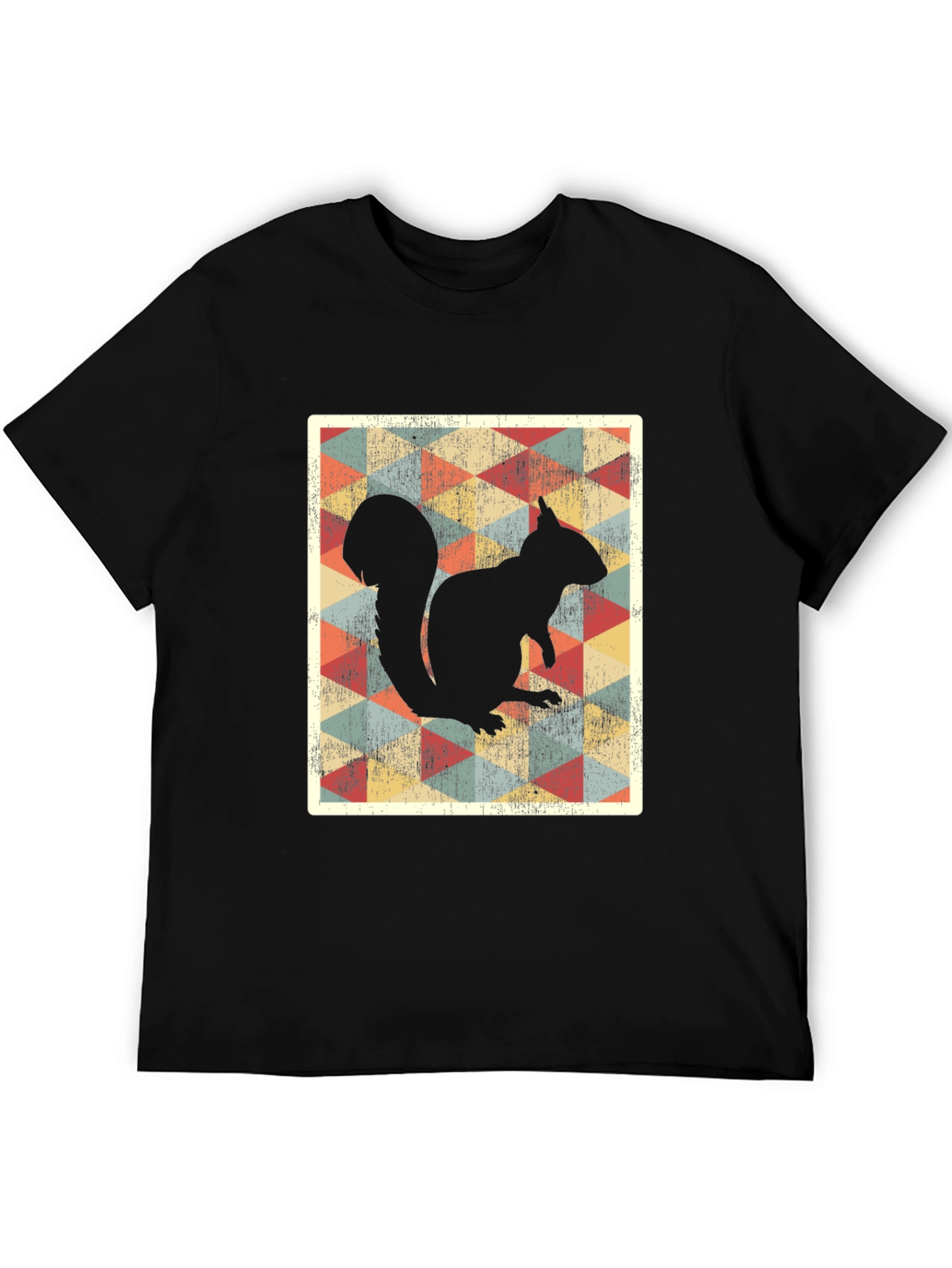 Retro Squirrel Graphic Tee - Black Cotton T-Shirt
