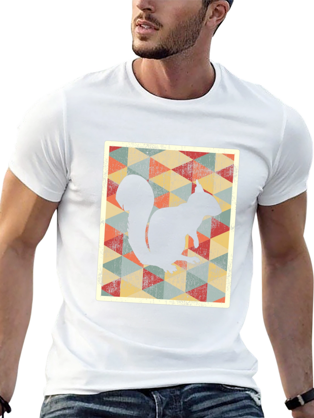 Retro Squirrel Graphic Tee - Black Cotton T-Shirt