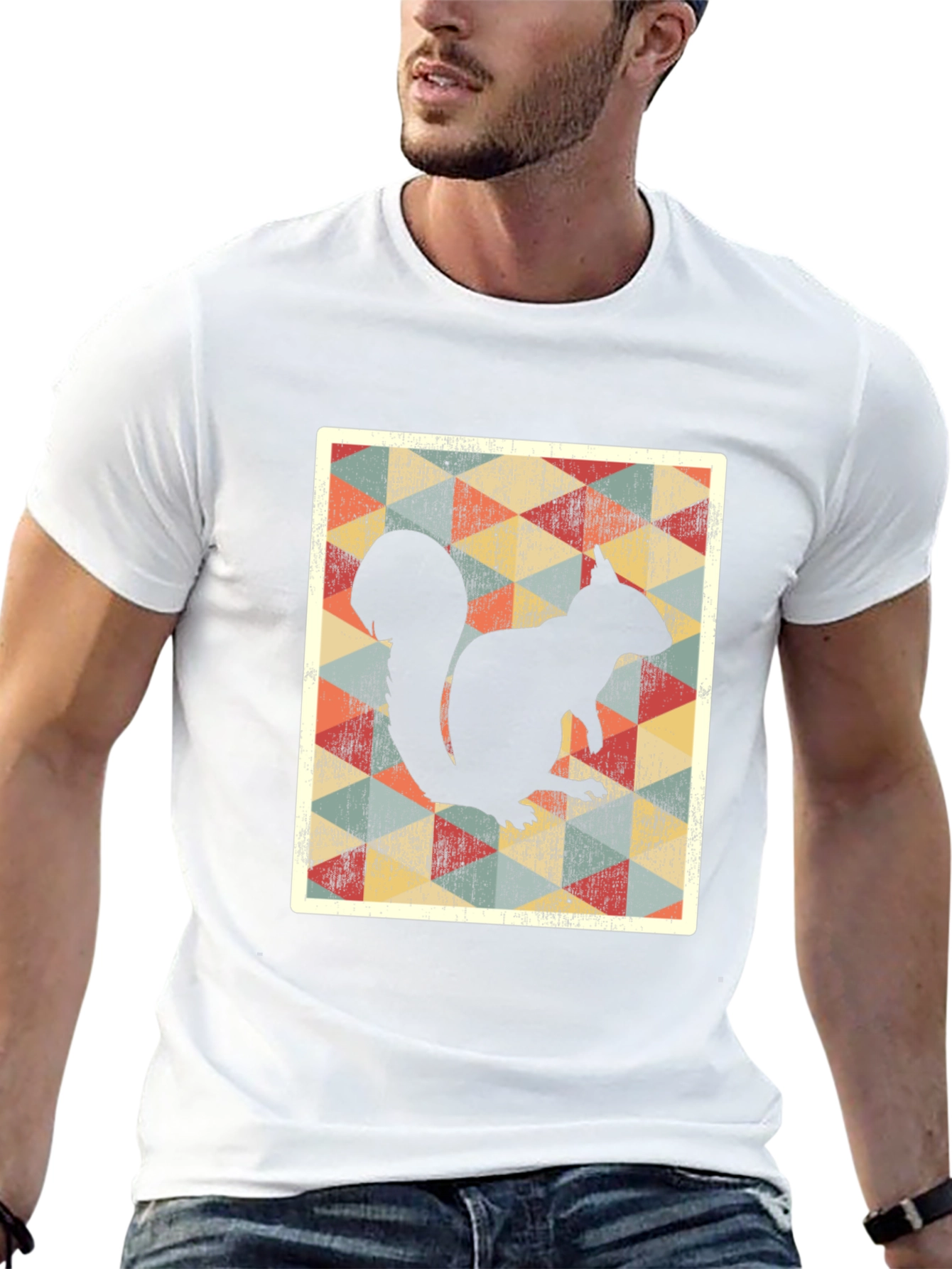 Retro Squirrel Graphic Tee - Black Cotton T-Shirt
