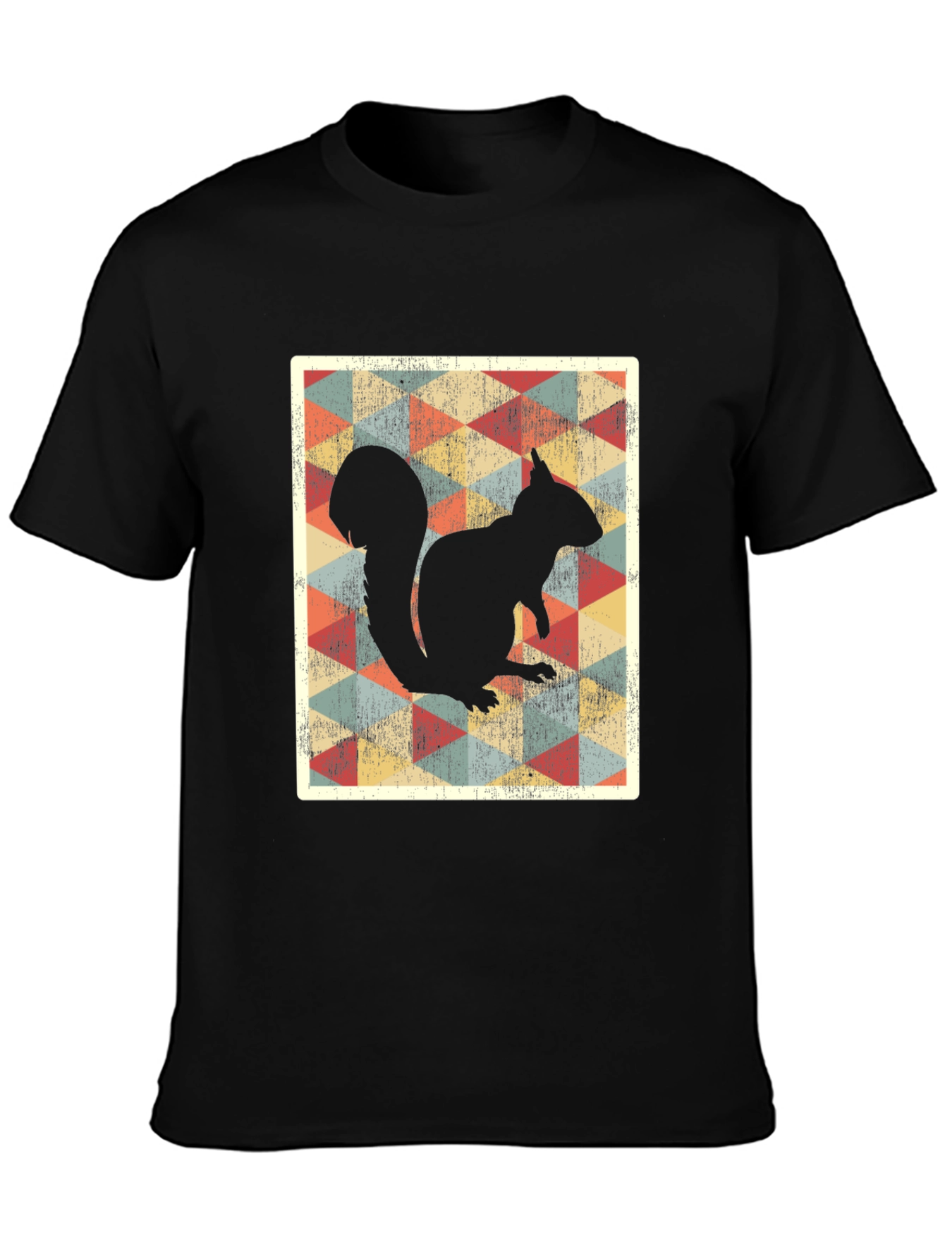 Retro Squirrel Graphic Tee - Black Cotton T-Shirt