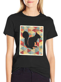 Retro Squirrel Graphic Tee - Black Cotton T-Shirt