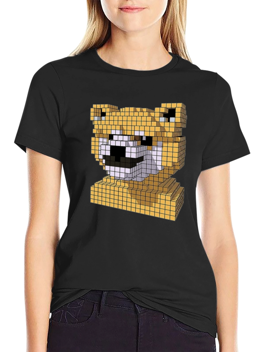 Pixel Doge Head T-Shirt - Fun Shiba Inu Tee