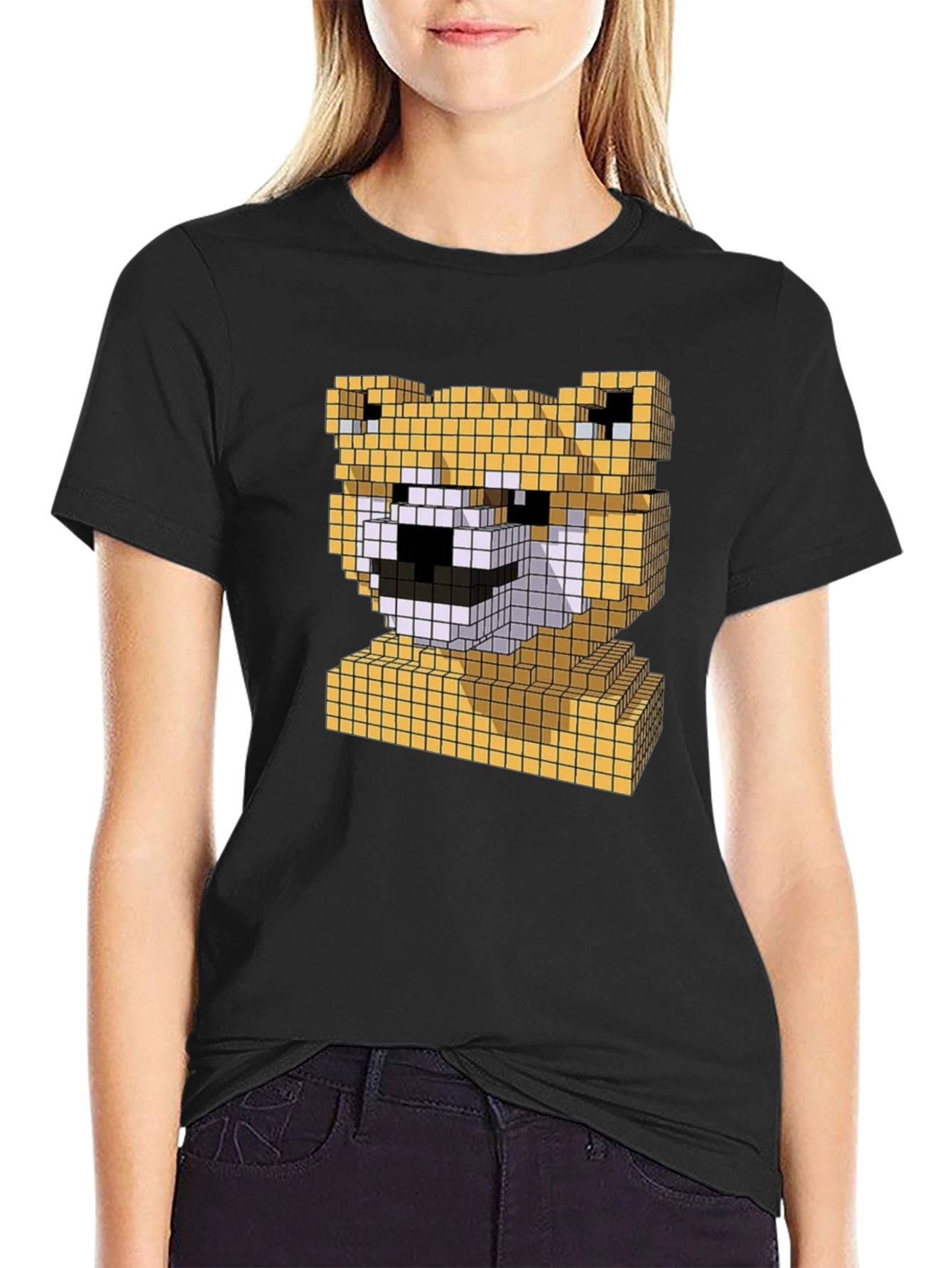 Pixel Doge Head T-Shirt - Fun Shiba Inu Tee