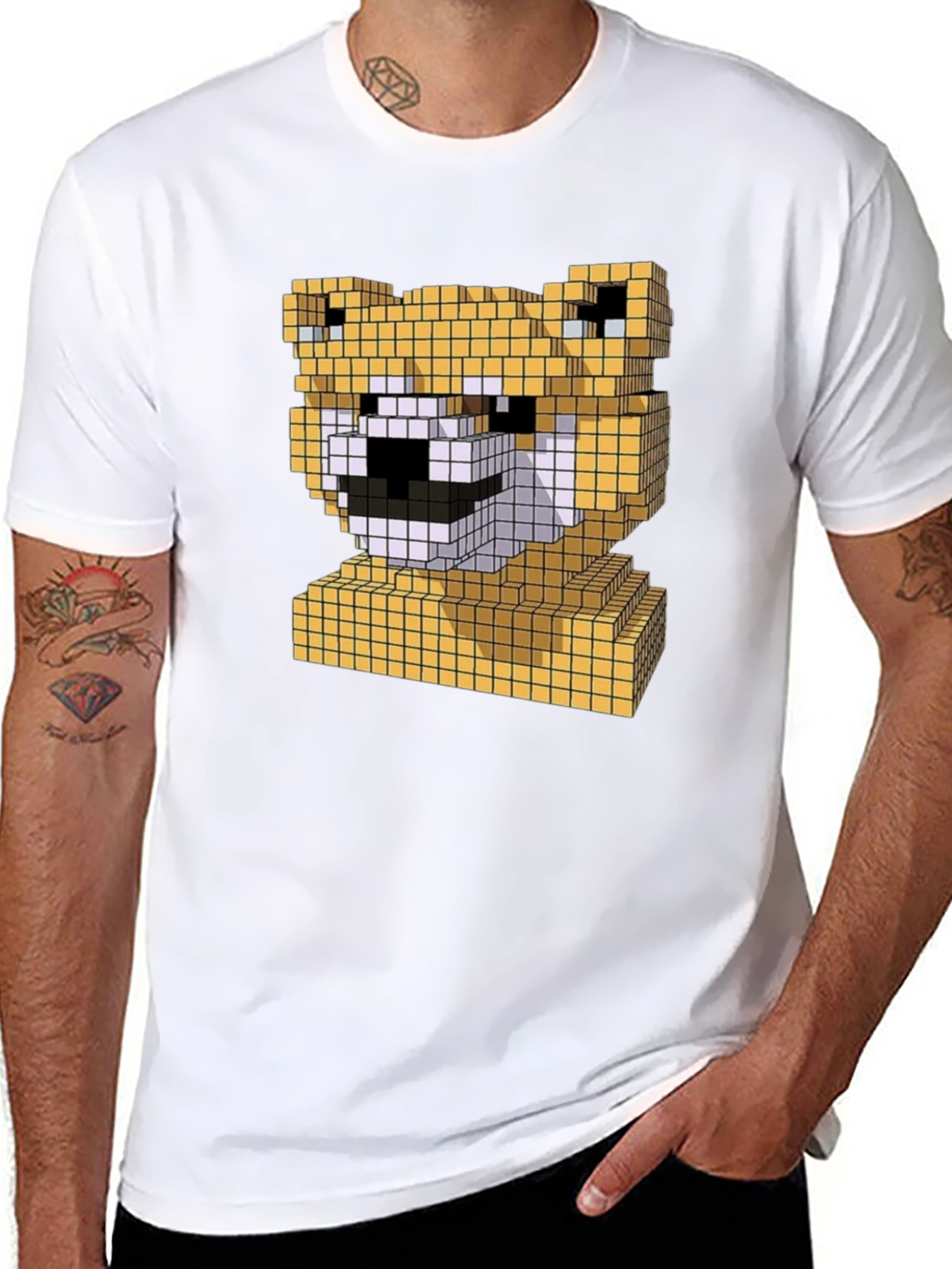 Pixel Doge Head T-Shirt - Fun Shiba Inu Tee